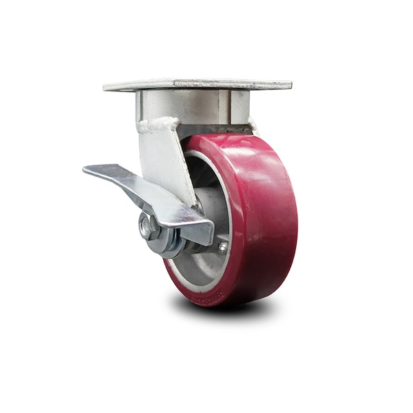 5 Inch Kingpinless Poly on Aluminum Wheel Swivel Caster with Brake SCC